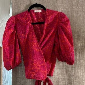 EUC -boho Cropped Indian print wrap top - bright, fun, flattering!